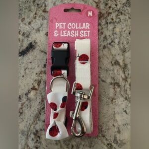 Pet Ladybug Collar & Leash Set New